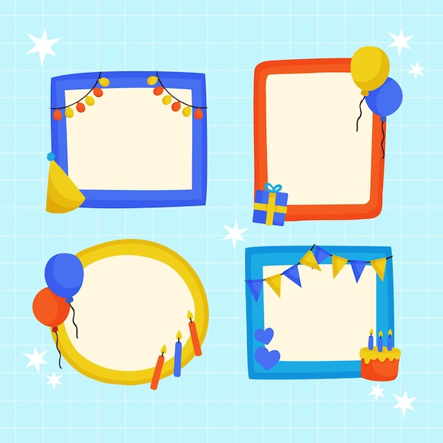 Free vector hand drawn birthday collage frame collection