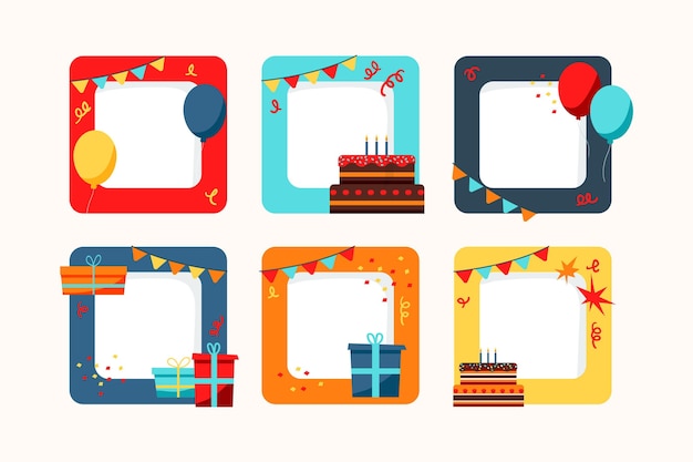 Free vector hand-drawn birthday collage frame collection