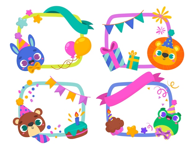 Free vector hand drawn birthday collage frame collection