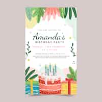 Free vector hand drawn birthday digital invitation