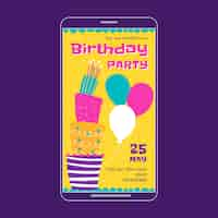 Free vector hand drawn birthday digital invitation