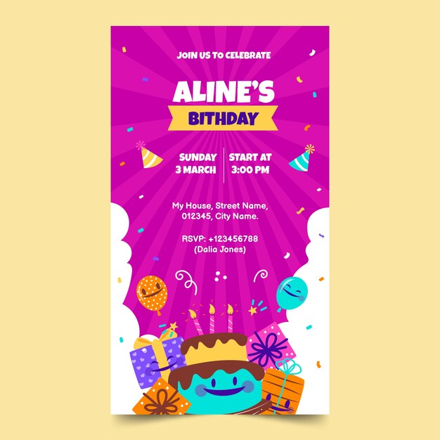 Hand drawn birthday digital invitation