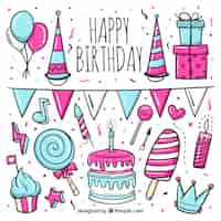 Free vector hand drawn birthday element collection