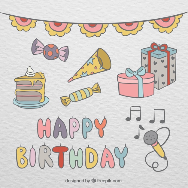 Free vector hand drawn birthday elements