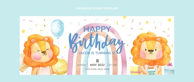 手描きの誕生日のFacebookカバー