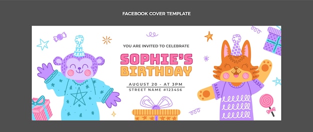 Free vector hand drawn birthday facebook cover