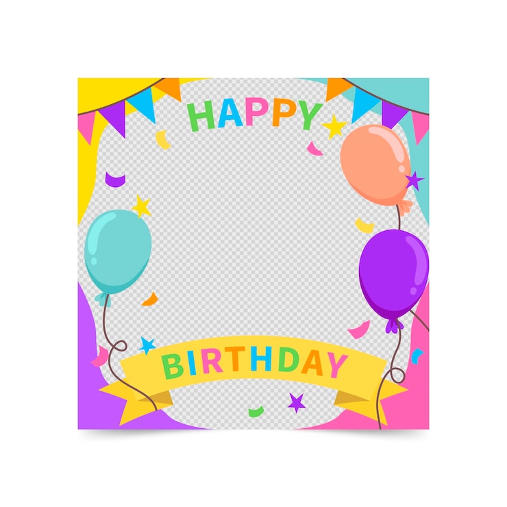 無料Vector 手描きの誕生日のfacebookフレーム