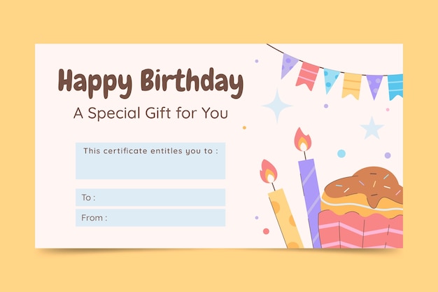 Free vector hand drawn birthday gift voucher design