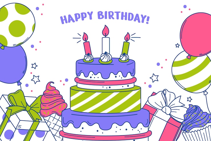 무료 Vector 손으로 그린 생일 축하 배경