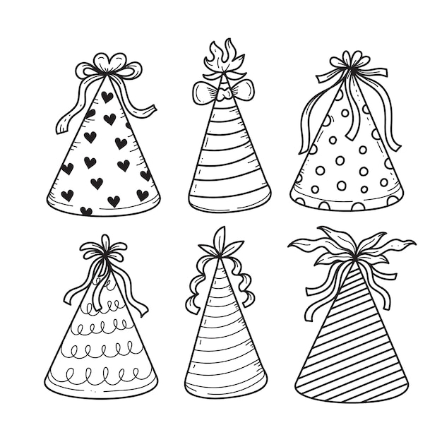 Бесплатное векторное изображение Иллюстрация рождественской шляпы, нарисованная вручную