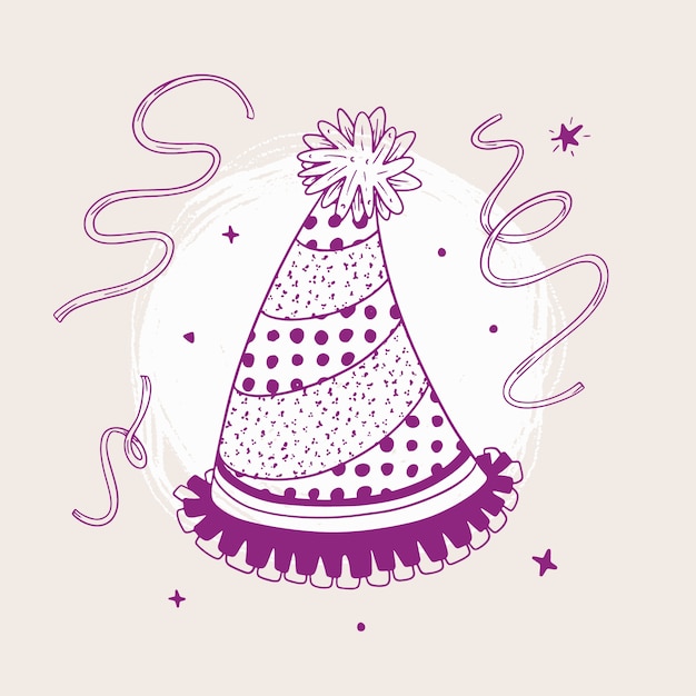 Hand drawn birthday hat illustration