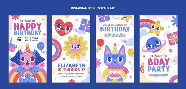 hand drawn birthday instagram stories