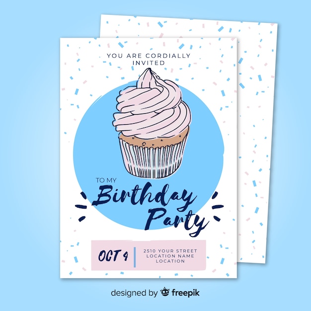 Hand drawn birthday invitation template