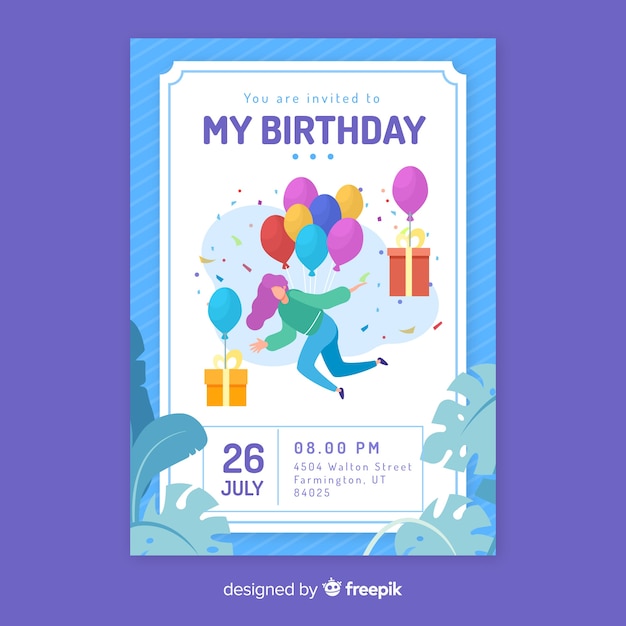 Hand drawn birthday invitation template