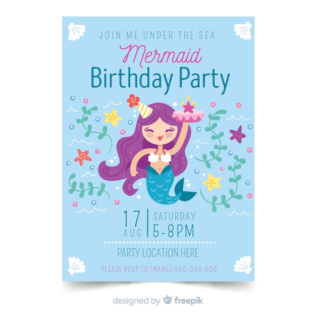 Free vector hand drawn birthday invitation template