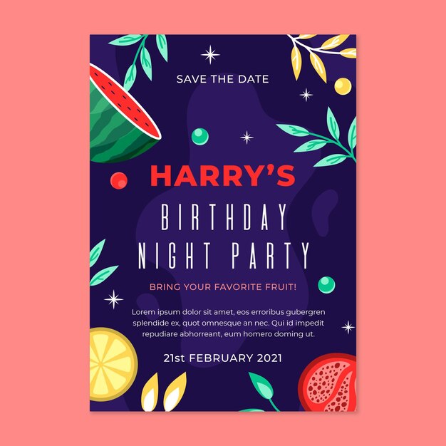 Hand drawn birthday invitation template