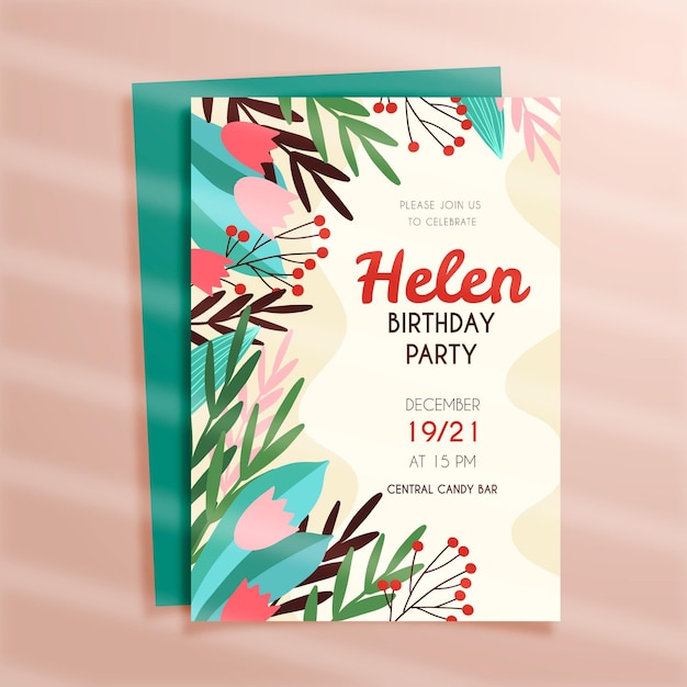 Free vector hand drawn birthday invitation template