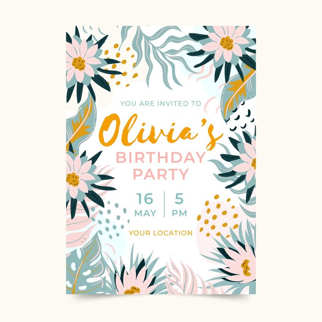 Hand drawn birthday invitation template