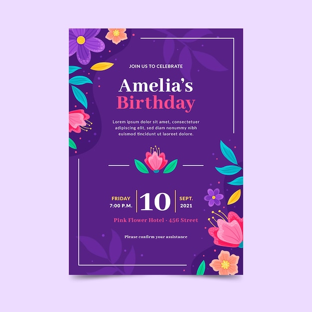 Free vector hand drawn birthday invitation template