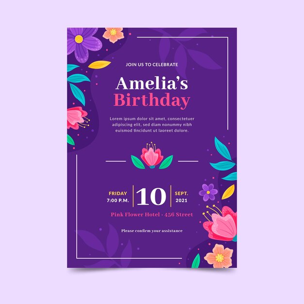 Hand drawn birthday invitation template