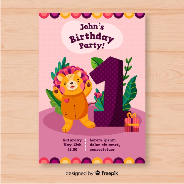 Hand drawn birthday invitation template