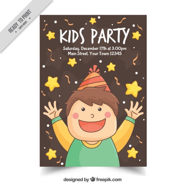 Free vector hand-drawn birthday invitation with cheerful boy