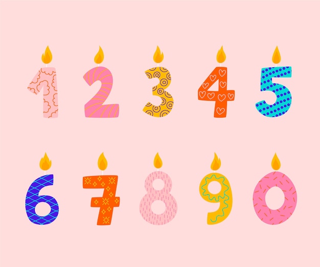 Free vector hand drawn birthday numbers background