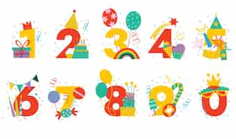 Free vector hand drawn birthday numbers background