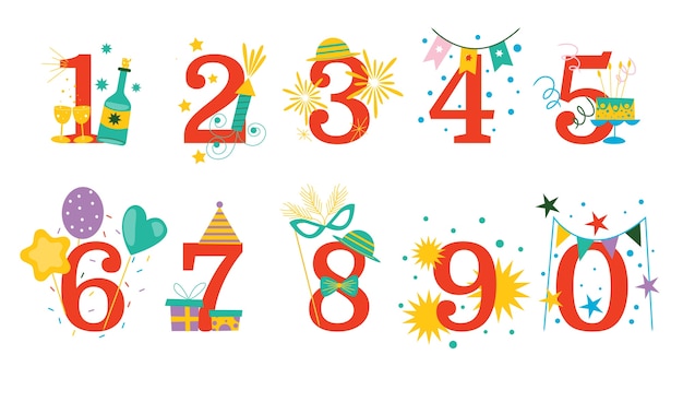 Free vector hand drawn birthday numbers background