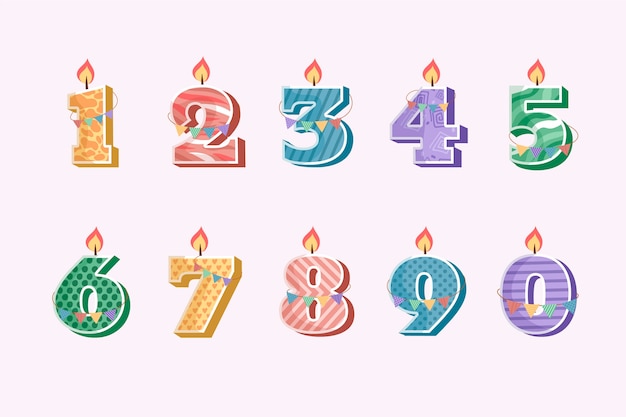 Hand drawn birthday numbers set