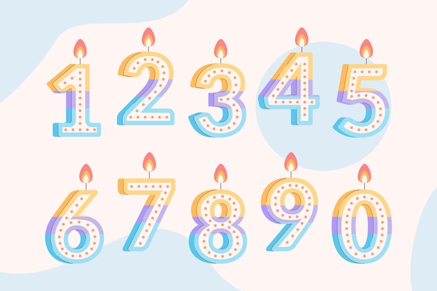 Free vector hand drawn birthday numbers set