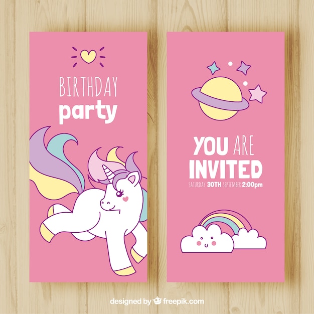 Hand drawn birthday party banners