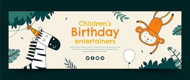 Free vector hand drawn birthday party twitter header template