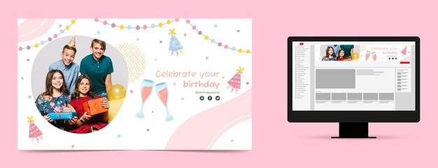 Hand drawn birthday  template design