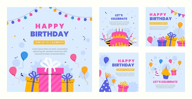 Hand drawn birthday template design
