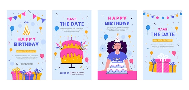 Hand drawn birthday template design