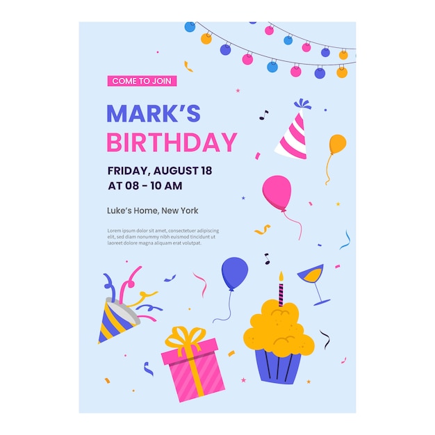 Free vector hand drawn birthday template design