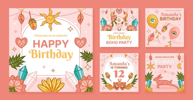 Hand drawn birthday template design