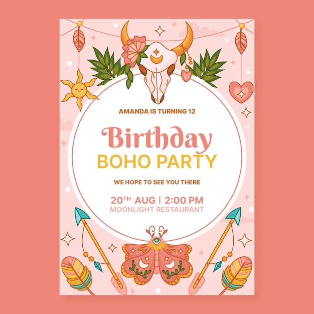 Hand drawn birthday template design