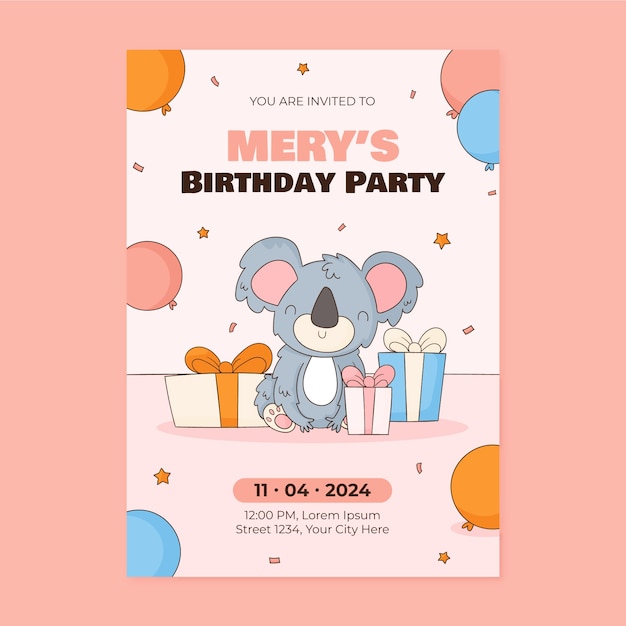 Hand drawn birthday template design