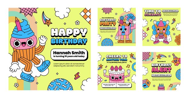 hand drawn birthday template design