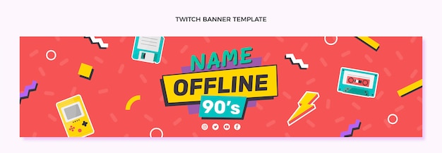 Free vector hand drawn birthday twitch banner