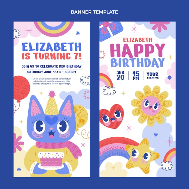 Free vector hand drawn birthday vertical banners