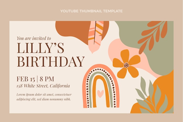 Free vector hand drawn birthday youtube thumbnail