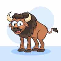Free vector hand drawn bison cartoon illustration