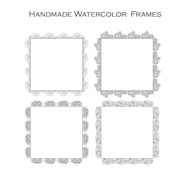 Бесплатное векторное изображение Рисованная черно-белая цветочная рамка
