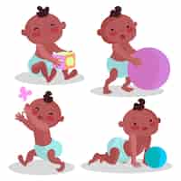 Free vector hand-drawn black baby collection