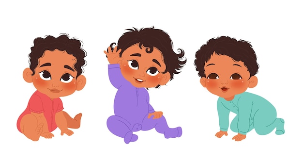 Free vector hand drawn black baby collection