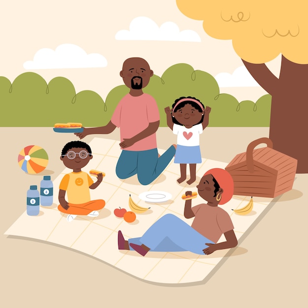 Hand drawn black family illustration