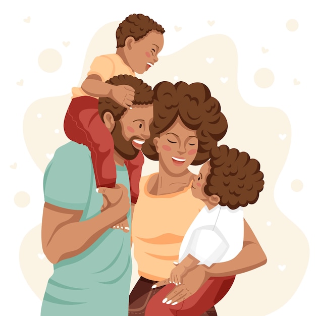 hand drawn black family illustration